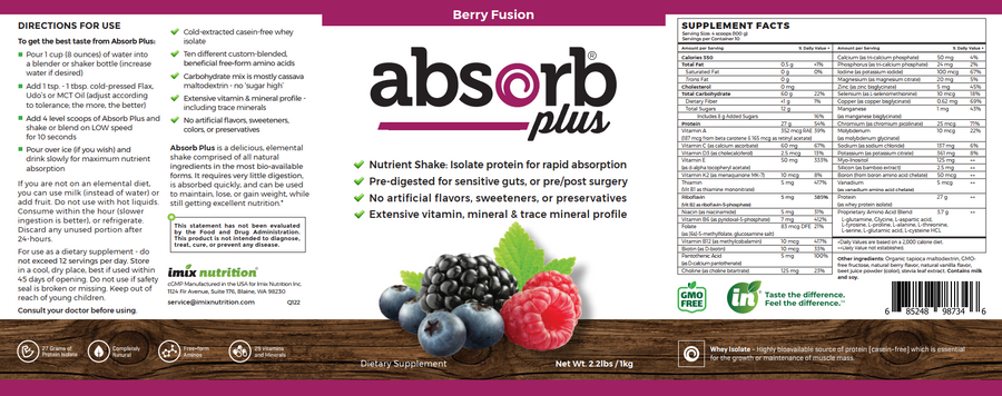 Absorb Plus Berry Fusion - 1kg tub – CrohnsColitisLifestyle